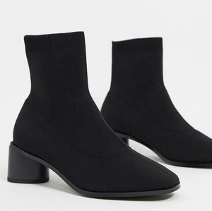 Asos Wide Fit Knitted Heeled Sock Boots